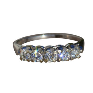 SOLD - The Hollyhock:  Ladies Vintage 14K White Gold and Diamond Wedding Band