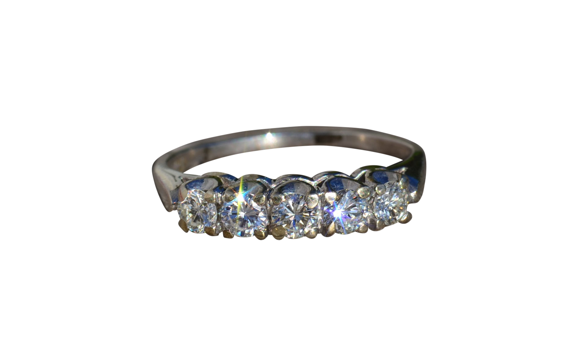 SOLD - The Hollyhock: Ladies Vintage 14K White Gold and Diamond Wedding Band