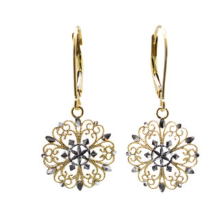 The Tullas:  Ladies 14K Two Tone Dangler Earrings