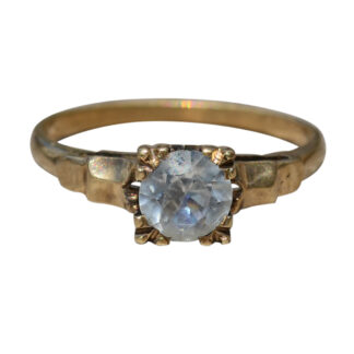 SOLD - The Valleymount:  Ladies Antique Gold Engagement Ring set with White Sapphire