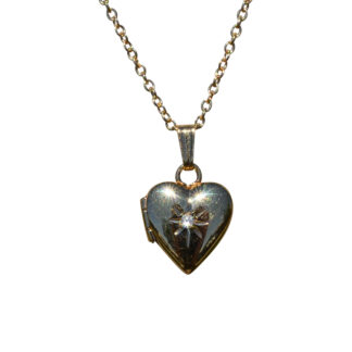 Ladies Petite 14K Yellow Gold Heart Locket Necklace