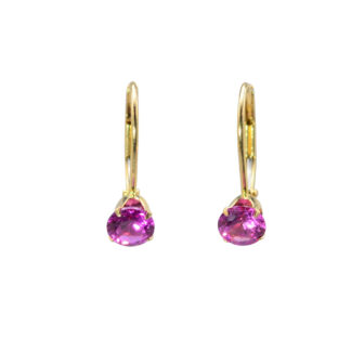 SOLD: The Rathmines:  Ladies 14K Yellow Gold Drop Earrings set with Pink Topaz