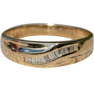 SOLD - The Acklin:  Gentleman's Polished 14K Yellow Gold Diamond Wedding Band