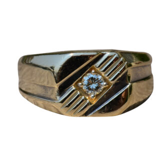 SOLD - The Skylar:  Gentlemen's 14K Gold Cocktail Ring set with 0.10 CT Diamond