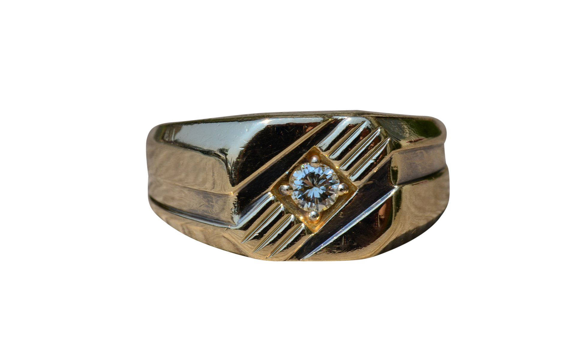 SOLD - The Skylar: Gentlemen's 14K Gold Cocktail Ring set with 0.10 CT Diamond