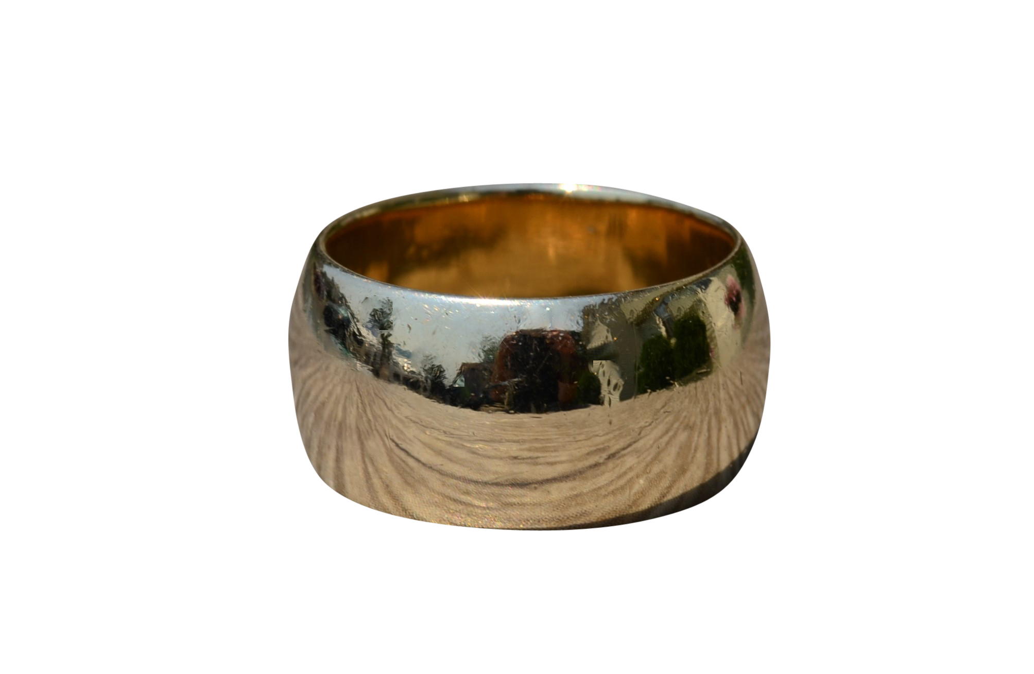 SOLD: The Satina: Ladies 14K Yellow Gold Wide Cigar Style Band