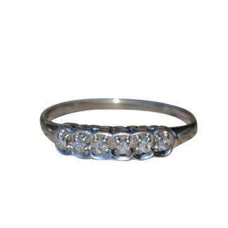 The Davie: Ladies Antique White Gold Band Set With Diamonds
