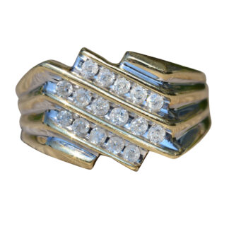 SOLD - The Deerfield Beach: Gentleman's Yellow Gold Angular Diamond Ring