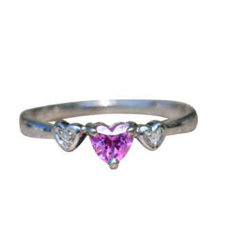 SOLD - The Hallandale: Ladies Heart Shaped Pink Topaz and Diamond Ring