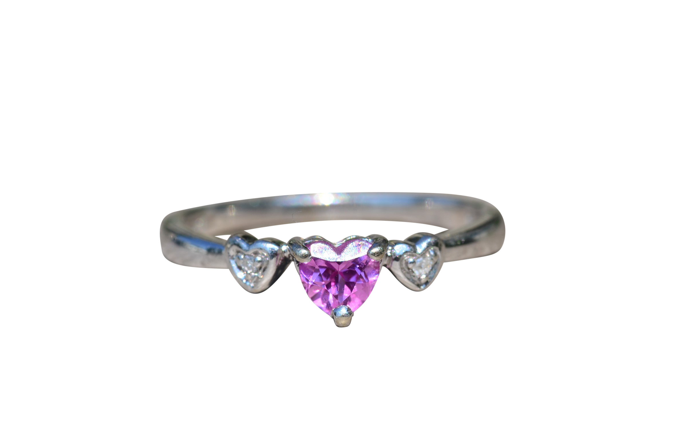 SOLD - The Hallandale: Ladies Heart Shaped Pink Topaz and Diamond Ring