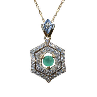 SOLD: The Oakland Park: Vintage Hexagonal Pendant Set With Emerald and Diamonds