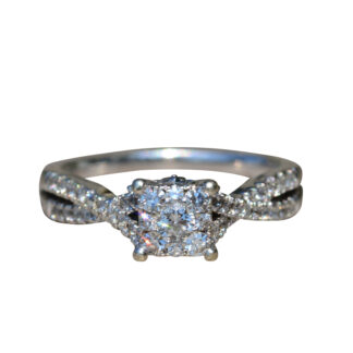 The Weston: Mystery Set Engagement Ring with Split Crossed Shank