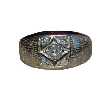 The Hawthorne:  Gentleman's White gold and Diamond Pinky Ring