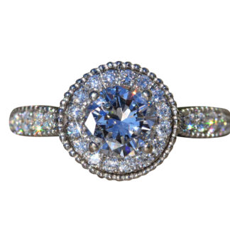 The Beulah Village:  Ladies 18K White Gold Engagement Ring set with 0.88 CT Diamond