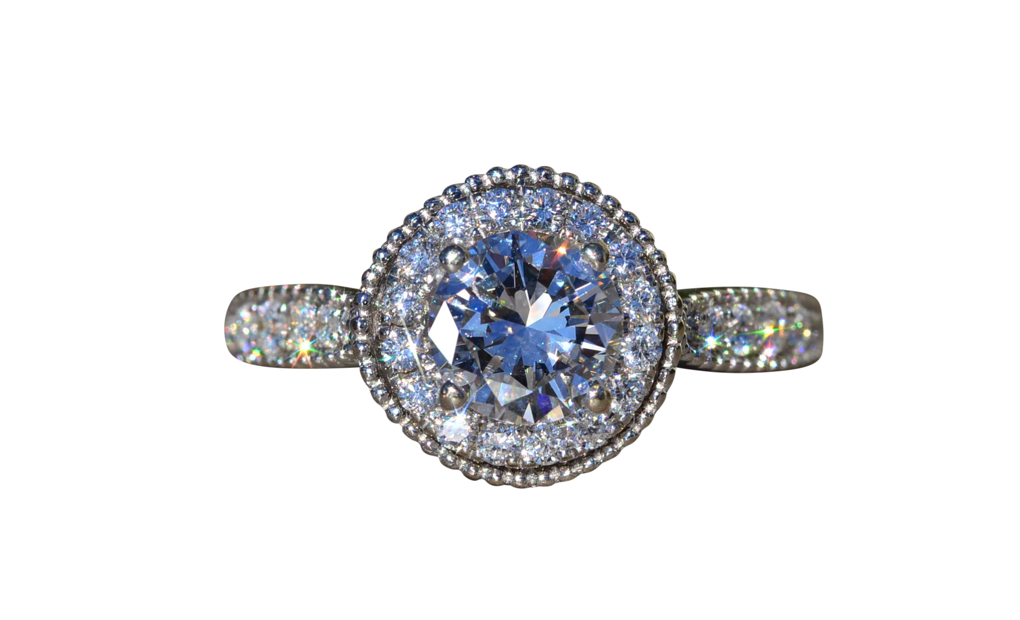 The Beulah Village: Ladies 18K White Gold Engagement Ring set with 0.88 CT Diamond