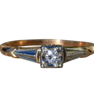 SOLD - The Galien:  Ladies Art Deco 14K Gold Engagement Ring set with Diamond