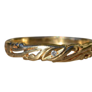 SOLD - The Jenison:  Ladies Antique Signed 14K Gold Handmade Diamond Band Circa 1900