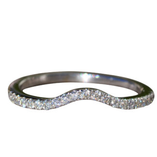 SOLD - The Kaleva: Ladies 18K White Gold Curved Diamond Wedding Band