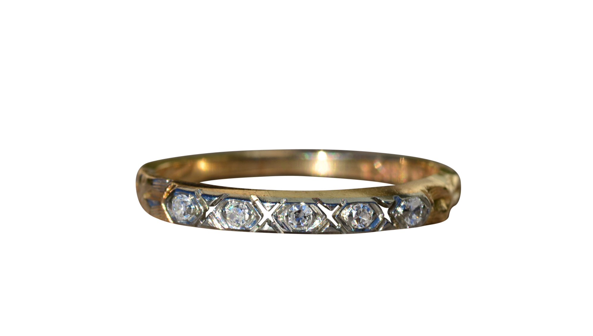 SOLD - The Laingsburg: Ladies Signed Art Deco Diamond Wedding Band in 14K Gold