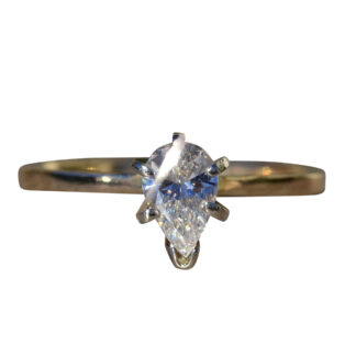 SOLD - The Lapeer: Ladies 14K Gold Diamond Engagement Ring set with 0.45 CT Pear Shaped Center