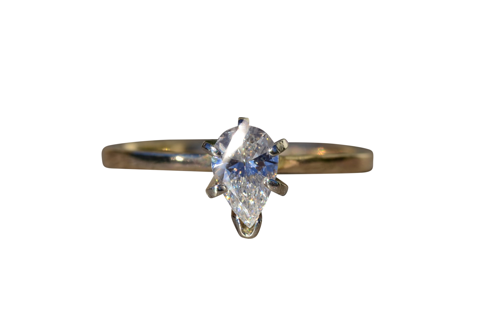 SOLD - The Lapeer: Ladies 14K Gold Diamond Engagement Ring set with 0.45 CT Pear Shaped Center