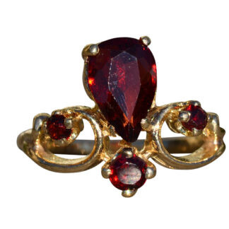 SOLD - The Lawton: Ladies 14K Gold Cocktail Ring set with Garnets