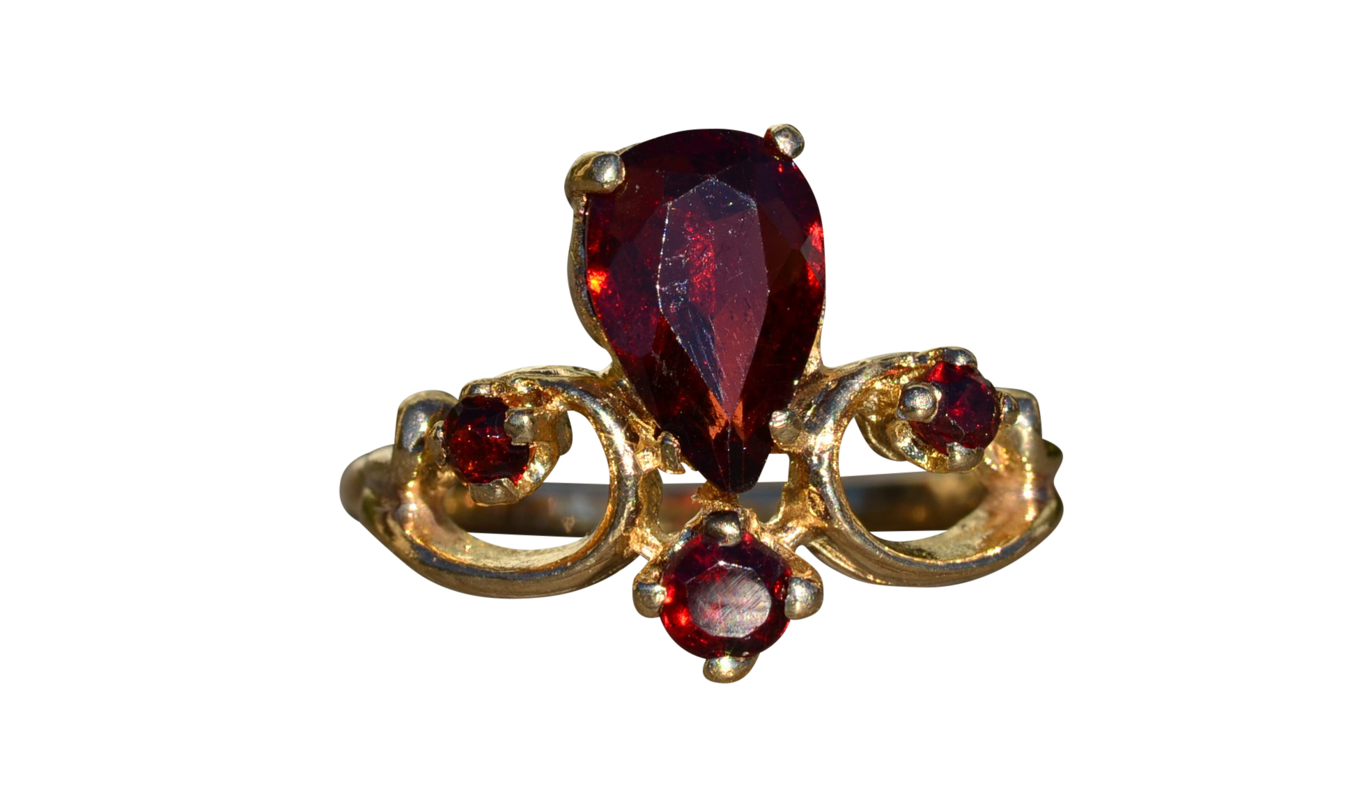 SOLD - The Lawton: Ladies 14K Gold Cocktail Ring set with Garnets