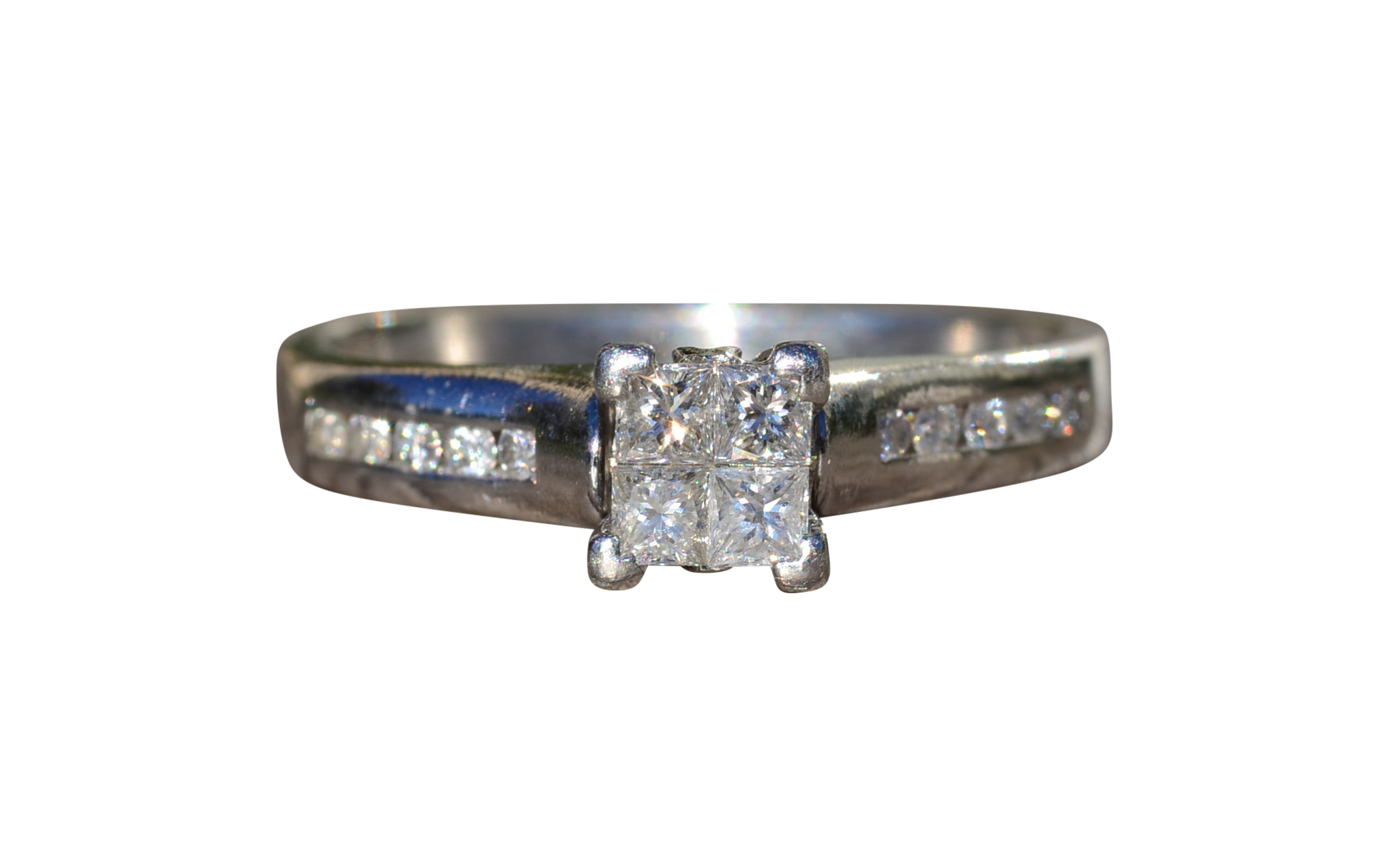 The Mancelona Village: Ladies Platinum Engagement Ring set with Princess Cut Diamonds
