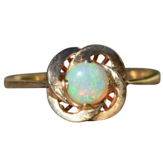 SOLD - The Newberry Village:  Ladies Signed 14K Gold Cocktail Ring set with Opal