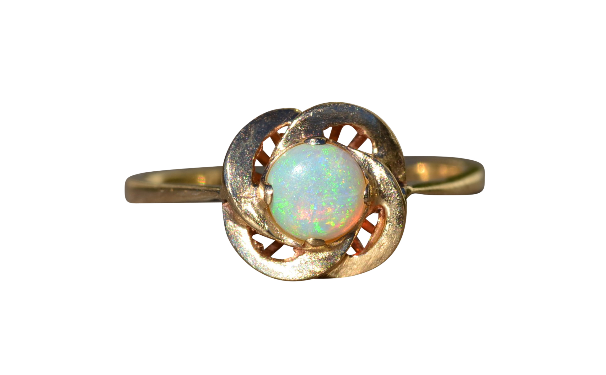 SOLD - The Newberry Village: Ladies Signed 14K Gold Cocktail Ring set with Opal