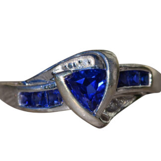 The Pellston:  Ladies White Gold Cocktail Ring set with Laboratory Grown Sapphires and Diamonds