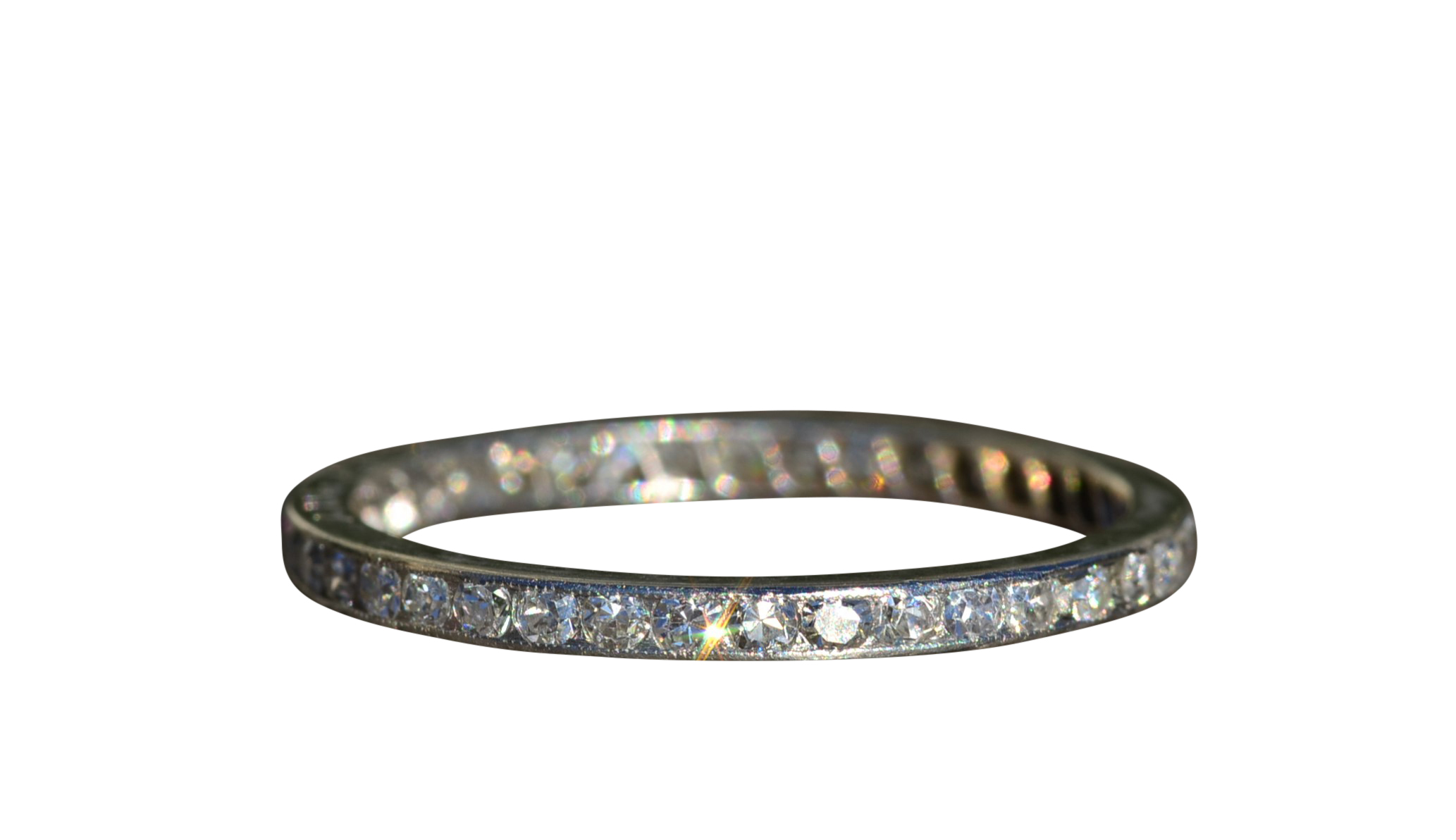 SOLD: The Perrinton: Ladies Antique Platinum Hand Engraved Eternity Band set with 0.50 CTW Diamonds