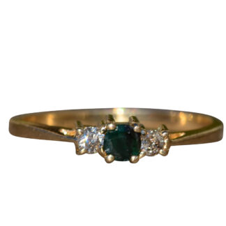 SOLD - The Brazoria:  Ladies 14K Engagement Ring set with Emerald and Diamonds