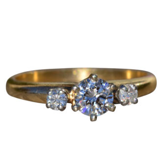 SOLD - The Angleton: Ladies 14K Trilogy Engagement Ring set with 0.36 CT Center Diamond