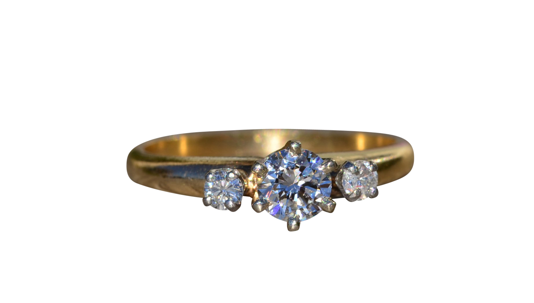 SOLD - The Angleton: Ladies 14K Trilogy Engagement Ring set with 0.36 CT Center Diamond