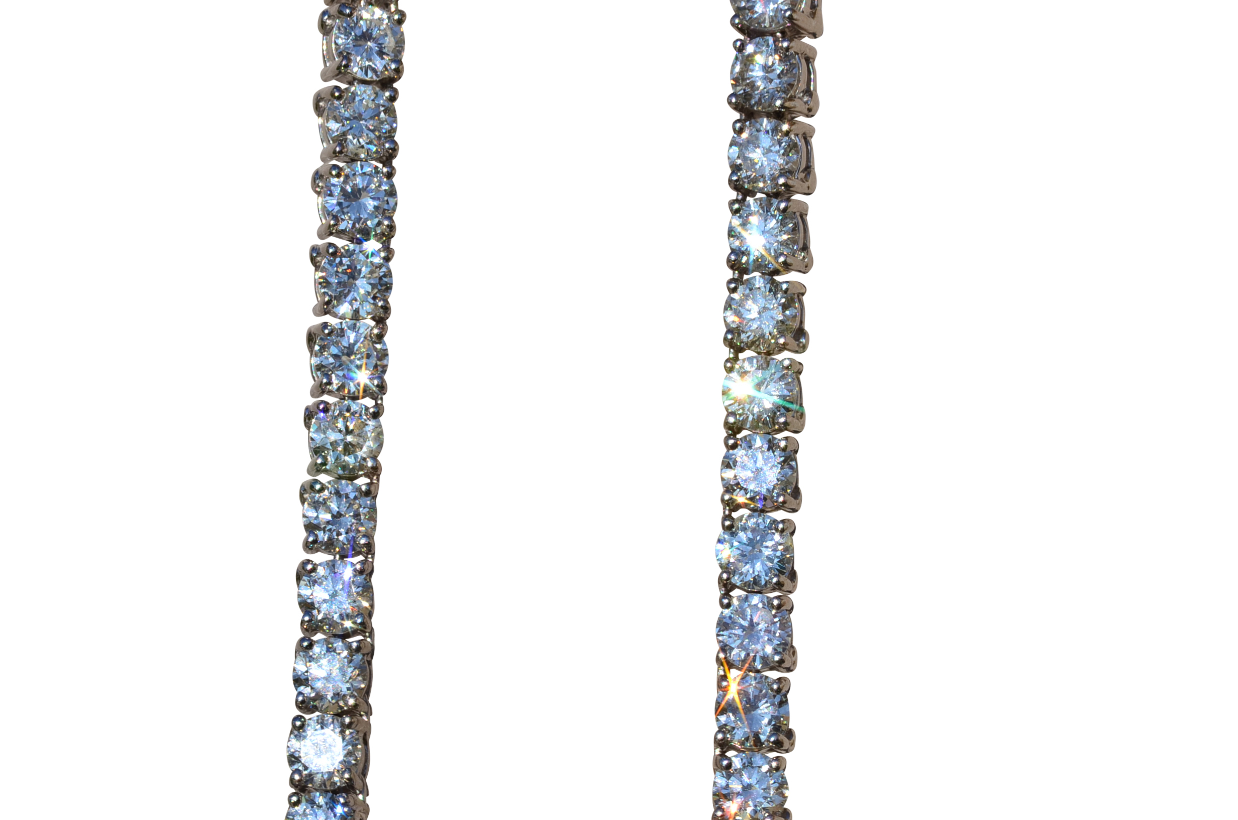 SOLD - The Imperial Beach: 30.50 Carat Tennis Necklace in Yellow Gold with Rhodium