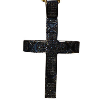 Impressive 10 Karat Black Rhodium and Black Diamond Cross Pendant