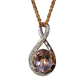 SOLD - The Kemah:  Ladies 18K Rose Gold Morganite and Diamond Necklace