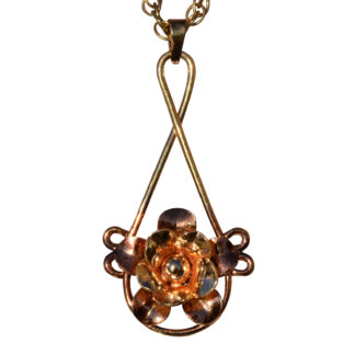Ladies Antique Two Tone Gold Flower Pendant