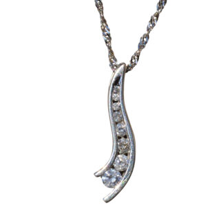 The Pleak:  Ladies 14K White Gold Journey Necklace set with Diamonds