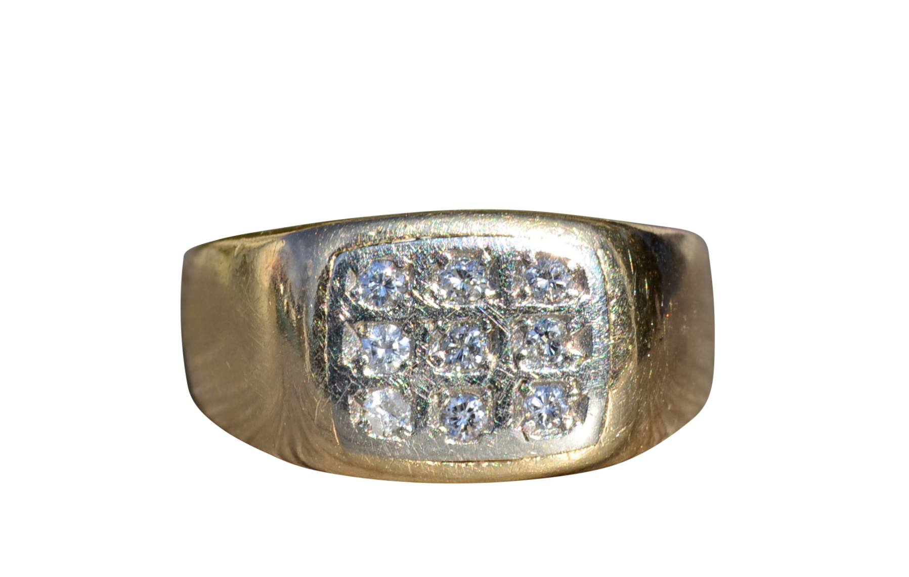 SOLD - The Follette: Men's 14K Yellow Gold and Diamond Cocktail Ring