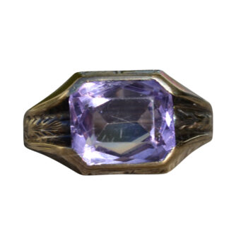 The Blaine:  Ladies Antique Yellow Gold Amethyst Ring