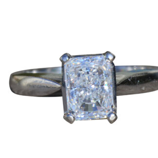 The Estill Springs:  Ladies Platinum Engagement Ring set with Cubic Zirconia