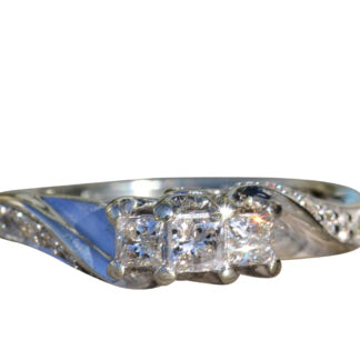 The Coalmont:  Ladies White Gold Past Present Future Diamond Engagement Ring