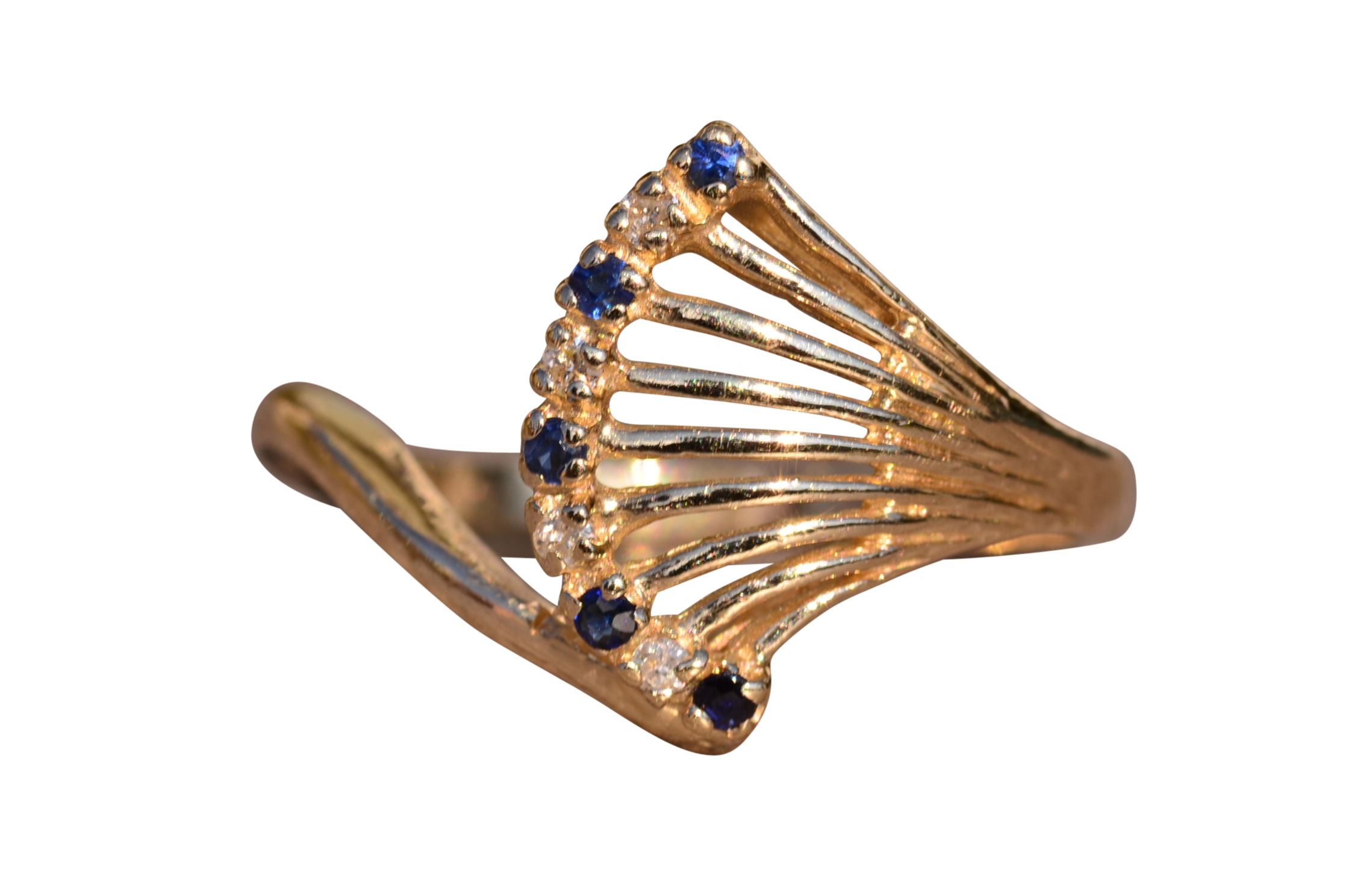 The Busselton: Vintage Sapphire and Diamond Peacock Fan Ring