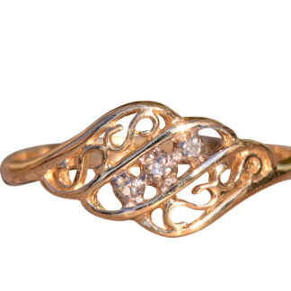 SOLD - The Cora Bay: Vintage Yellow Gold Three Stone Diamond Ring