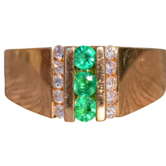 The Geraldton:  Colombian Emerald and Diamond Ring in Yellow Gold