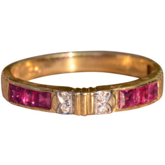 SOLD: The Eucla:  Ruby and Diamond Stackable Band in Yellow Gold
