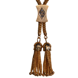SOLD - The Cedar Park:  Yellow Gold Slide Necklace with Tassels
