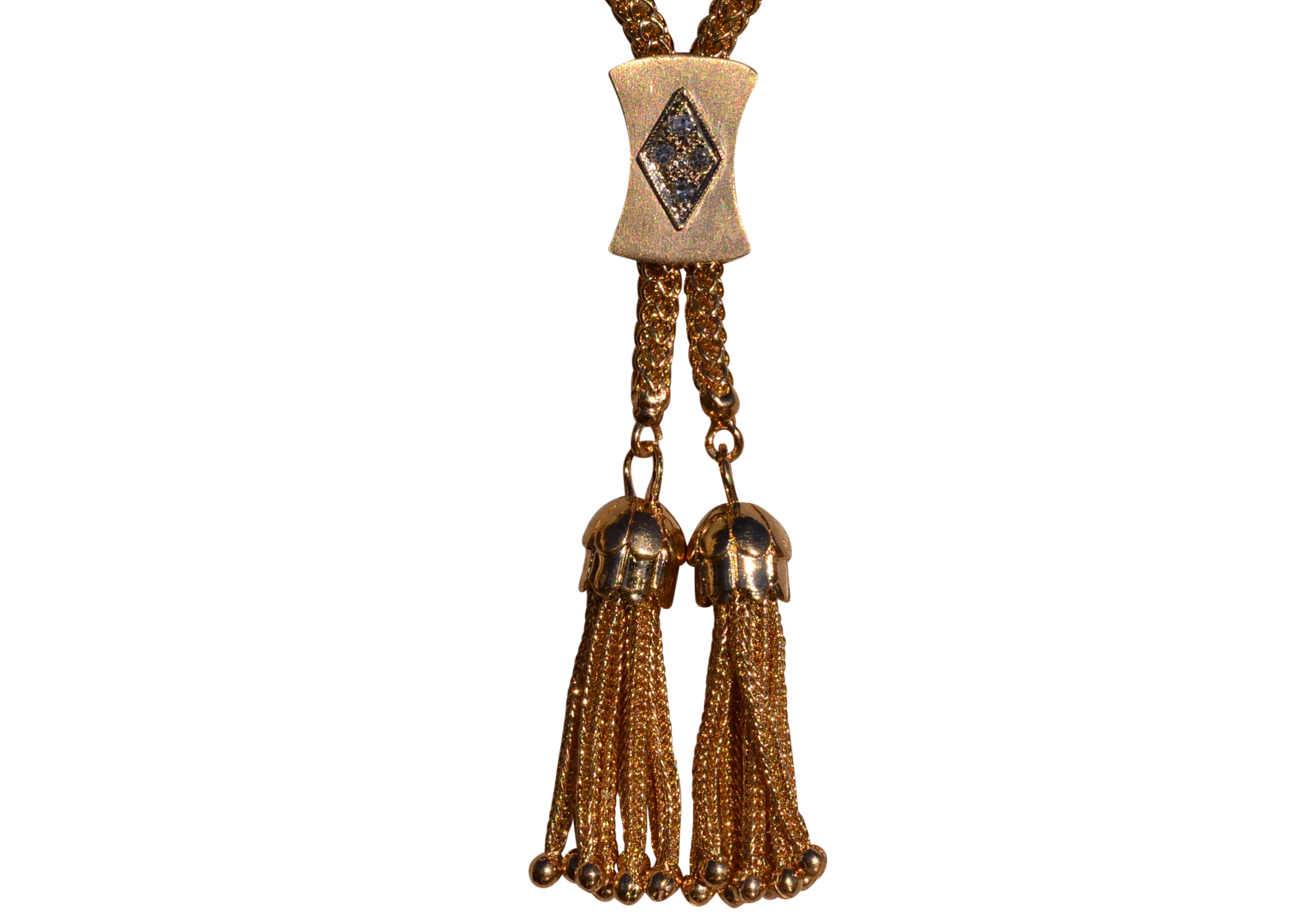 SOLD - The Cedar Park: Yellow Gold Slide Necklace with Tassels
